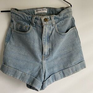 American Apparel denim shorts, size 25, light wash